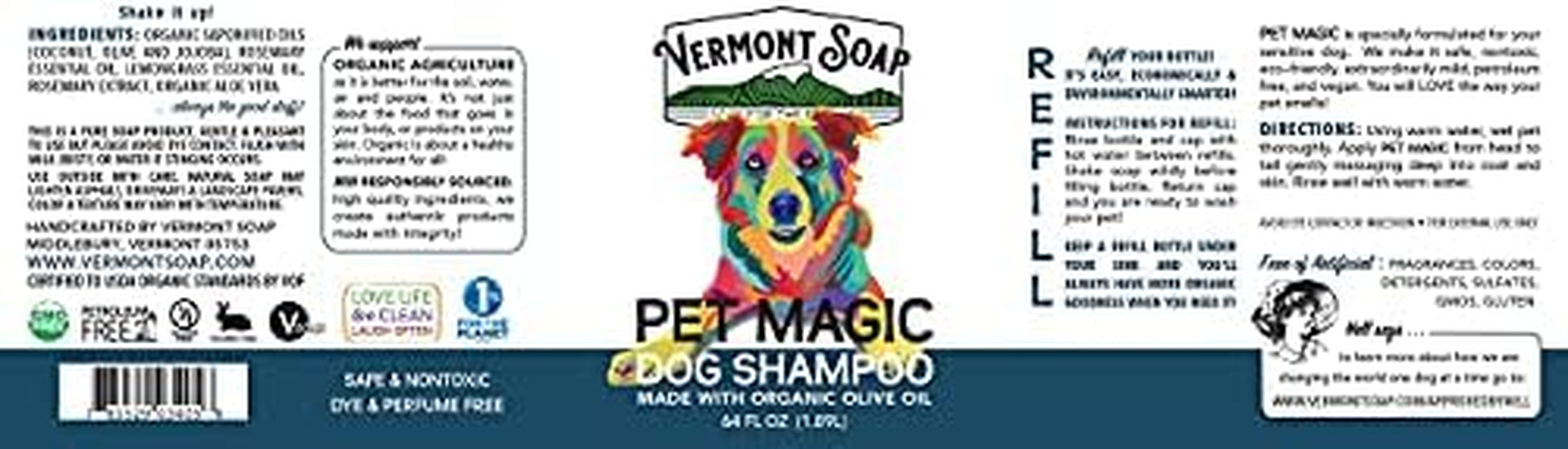 Organics Pet Shampoo - Infused with Organic & Natural Olive Oil, Coconut & Aloe Vera Dog Shampoo for Sensitive Skin - USDA Certified Grooming Pet Shampoo - Original Citrus (64Oz)