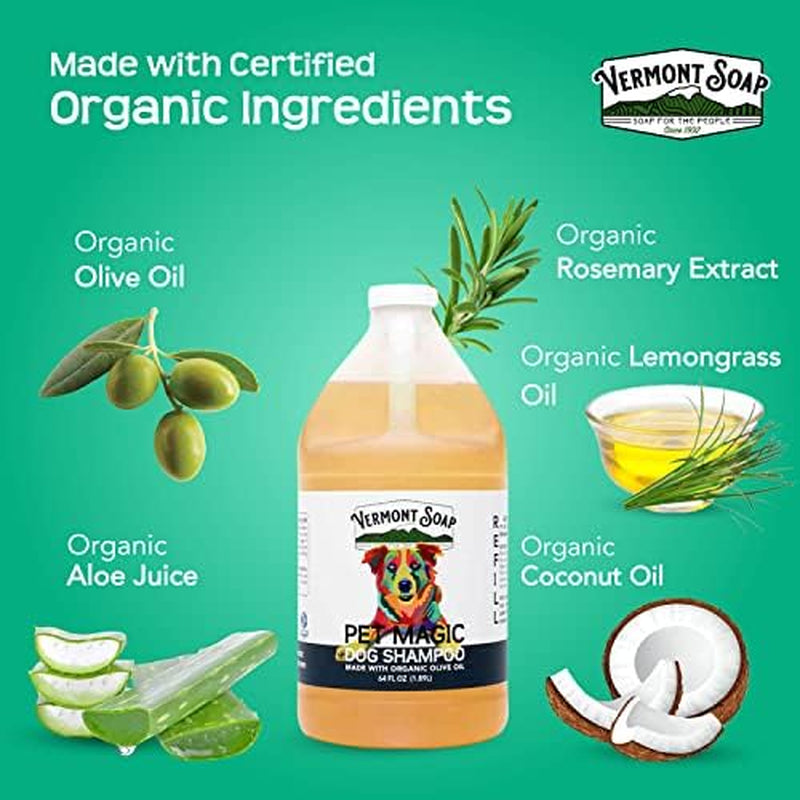 Organics Pet Shampoo - Infused with Organic & Natural Olive Oil, Coconut & Aloe Vera Dog Shampoo for Sensitive Skin - USDA Certified Grooming Pet Shampoo - Original Citrus (64Oz)